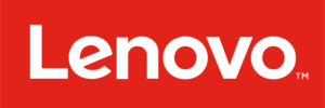 Lenovo logo on a red background
